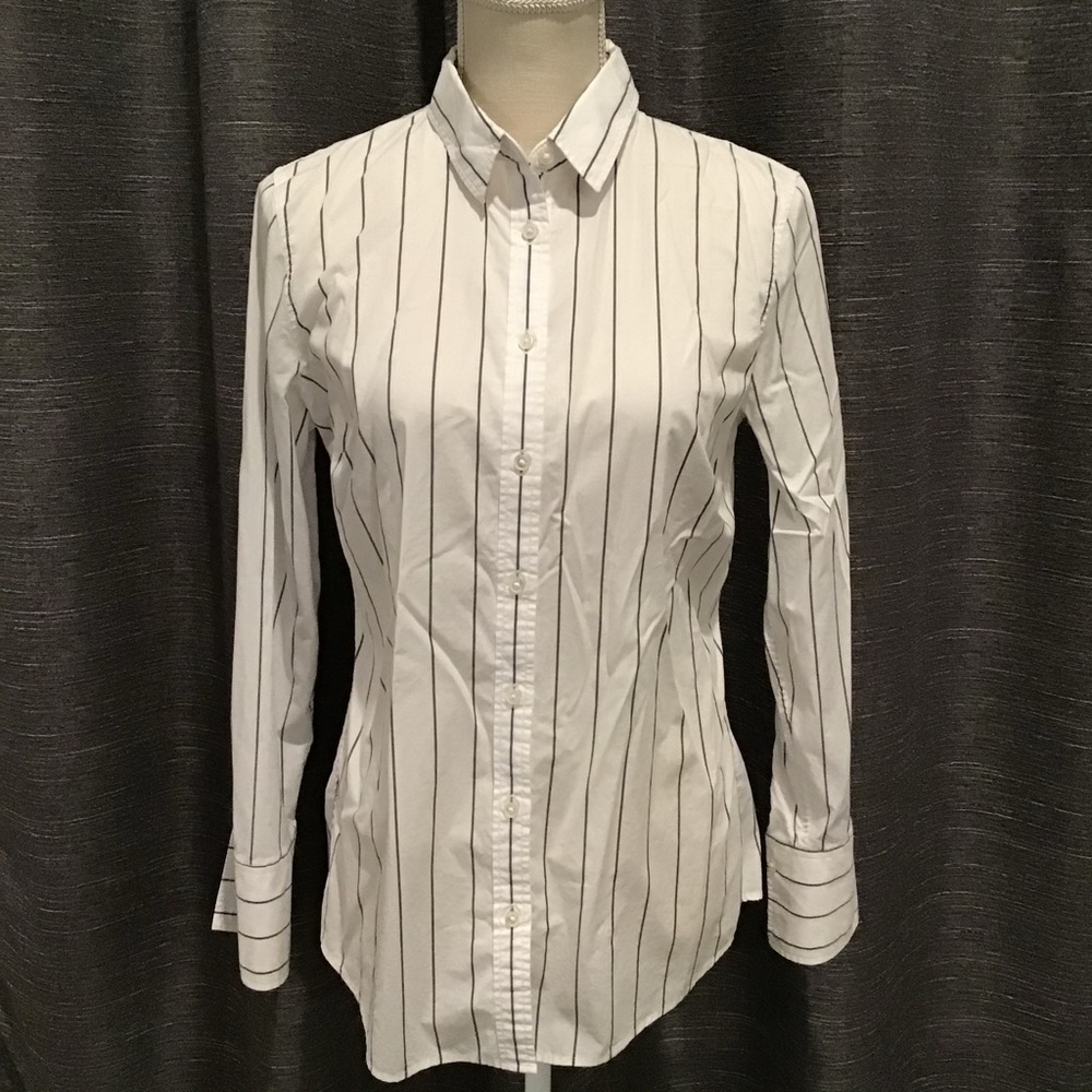 Banana Republic Riley Grey/White Striped Button Up